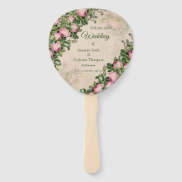 ブッシュガーデングリーン – 柔らかいピンクのバラ ハンドファン