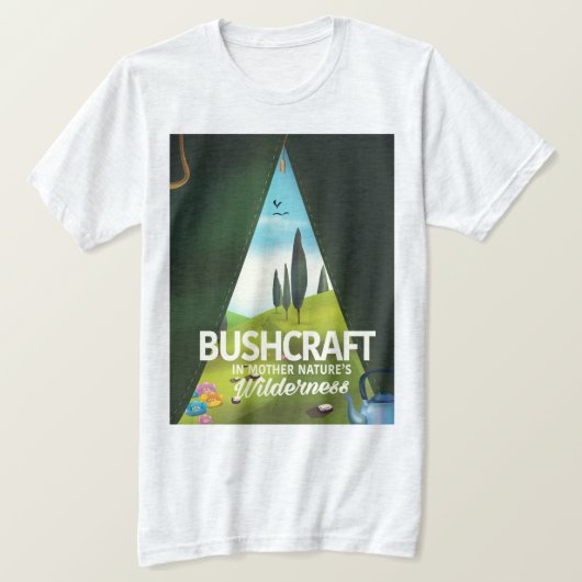 ブッシュクラフト「母なる自然を訪れよ」荒野 Tシャツ (デザイン正面)