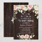 ブッシュクリーム フローラル ウッド アイ・ドゥ・バーベキュー 婚約 招待状 (正面/裏面)