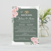  ブッシュグリーンフラワーズのウェディング  招待状 (スタンド正面)