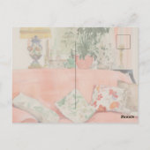 ブッシュコンフォート - 水彩ピンクのソファ リビングルーム ポストカード (裏面)