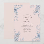 ブッシュコーンフラワーフォリアージュユーカリの結婚式 招待状 (正面/裏面)