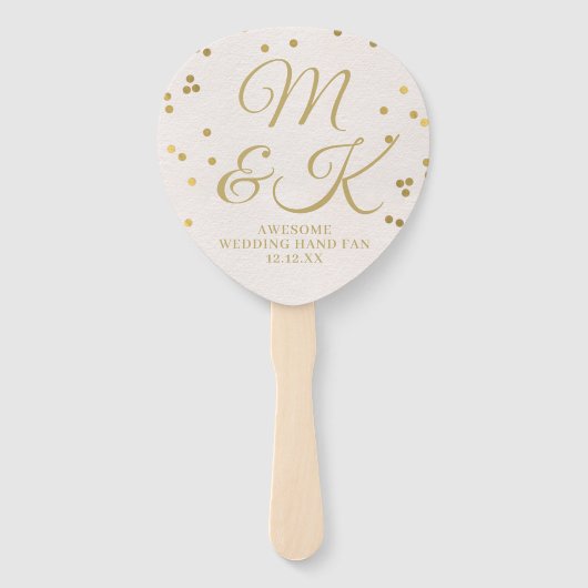 ブッシュゴールドのコンフェッティ ウェディングプログラム ハンドファン (正面)