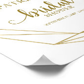 ブッシュゴールドの幾何学的な花のウェルカムサイン 結婚前のお祝い ポスター (角)