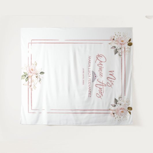 ブッシュゴールドの花飾り ローズゴールド ミス キンセ アーニョス タペストリー (正面(横))