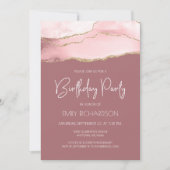 ブッシュゴールドアゲートダスティーローズ 誕生日招待状 招待状 (正面)