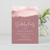 ブッシュゴールドアゲートダスティーローズ 誕生日招待状 招待状 (スタンド正面)