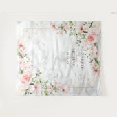 ブッシュゴールドグリーンシャビーピンク花のウェディング タペストリー (正面(横))