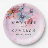 ブッシュゴールドグリーン多肉植物ダスティーブルーウェディングN ペーパープレート (正面)