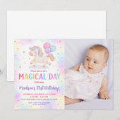 ブッシュゴールドユニコーンバースデー招待状 招待状 (正面/裏面)