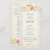 ブッシュゴールド フローラル モダン 結婚式 式次第 プログラム (正面/裏面)