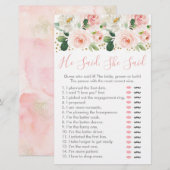 ブッシュゴールド フローラル 誰が言ったか 結婚式のゲーム (正面/裏面)