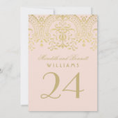 ブッシュゴールド ヴィンテージ グラマラス ウェディング テーブル ナンバー 招待状 (裏面)