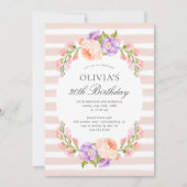 ブッシュストライプとブルーム バースデー ブランチ パーティー 招待状 (正面)