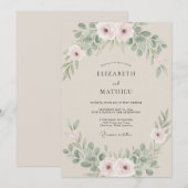 ブッシュセージの葉ユーカリの結婚式 招待状 (正面/裏面)