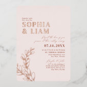 ブッシュテラコッタのRSVP QRコード付き結婚式 箔招待状 (正面)