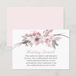 ブッシュピンクとグレーの花の結婚式の披露宴の詳細 招待状