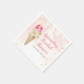 ブッシュピンクとゴールドのアイスクリーム ブライダルシャワー スタンダードカクテルナプキン (角)