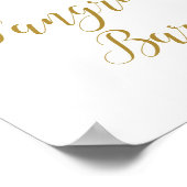 ブッシュピンクとゴールドのウェディングシャワーサイン ポスター (角)