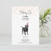ブッシュピンクとゴールドのオーダーメイド水彩犬の招待状 招待状 (スタンド正面)