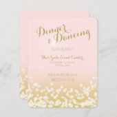 ブッシュピンクとゴールドのスパークル結婚式の披露宴 招待状 (正面/裏面)