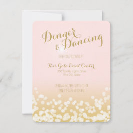 ブッシュピンクとゴールドのスパークル結婚式の披露宴 招待状