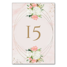 ブッシュピンクとゴールドの水彩花 テーブルナンバー