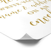 ブッシュピンクとゴールドの結婚前お祝いサイン ポスター (角)