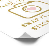 ブッシュピンクとゴールドの結婚前お祝いサイン ポスター (角)