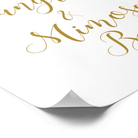 ブッシュピンクとゴールドの結婚前お祝い看板 ポスター (角)