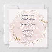 ブッシュピンクとゴールドの結婚式 招待状 (正面)