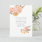 ブッシュピンクとゴールドの花の彩りのリハーサルディナー 招待状 (スタンド正面)