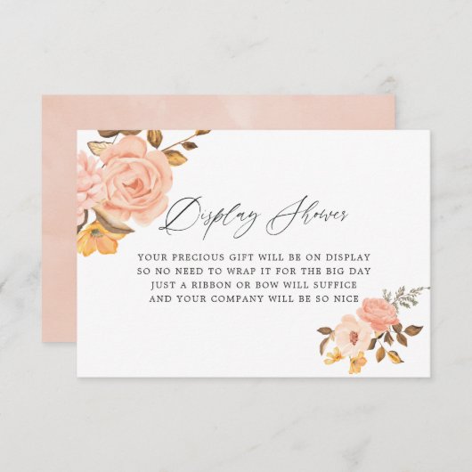 ブッシュピンクとゴールドの花の結婚前お披露目セット エンクロージャーカード (正面/裏面)