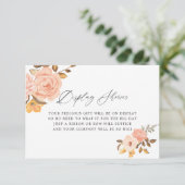 ブッシュピンクとゴールドの花の結婚式前お披露目セット エンクロージャーカード (スタンド正面)