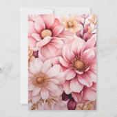 ブッシュピンクとゴールドの花の結婚式 招待状 (裏面)