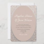 ブッシュピンクとシルバーのエレガントな結婚式の招待状 招待状 (正面)