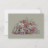 ブッシュピンクとダスティセイジのウェディングRSVP招待状 招待状 (裏面)