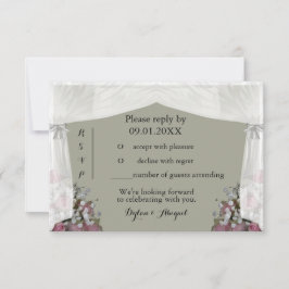 ブッシュピンクとダスティセイジのウェディングRSVP招待状 招待状