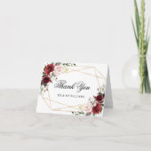 ブッシュピンクとバーガンディローズのウェディングサンキューレター サンキューカード (正面)