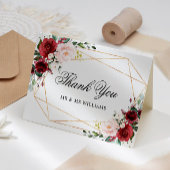 ブッシュピンクとバーガンディローズのウェディングサンキューレター サンキューカード