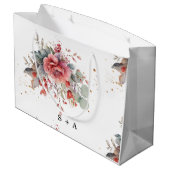 ブッシュピンクとピーチ、ダスティーブルーのウェディング ラージペーパーバッグ (裏面アングル)