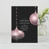 ブッシュピンクとローズゴールドのクリスマス カップルシャワー 招待状 (スタンド正面)