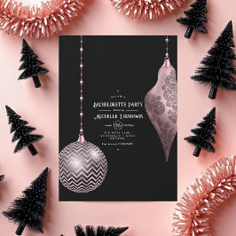 ブッシュピンクとローズゴールドのクリスマス バチェロレッテ 招待状