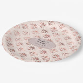 ブッシュピンクとローズゴールドのダマスク箔 ウェディング ペーパープレート (アングル)