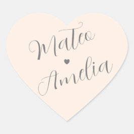 ブッシュピンクのウェディングでの新婦と新郎の名前 ハートシール