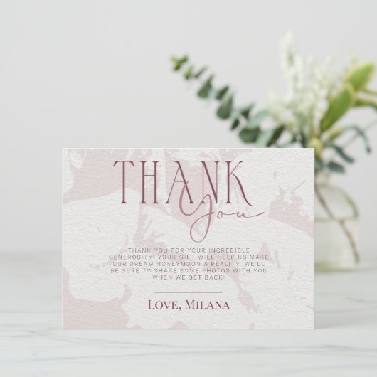 ブッシュピンクのウェディングシャワーの感謝カード 招待状 (スタンド正面)