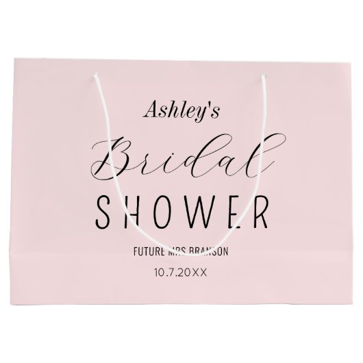ブッシュピンクのウェディングシャワーパーティー ラージペーパーバッグ (裏面)