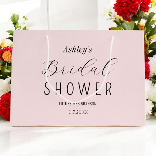 ブッシュピンクのウェディングシャワー パーティー ラージペーパーバッグ