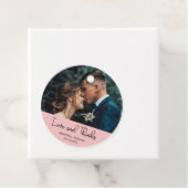 ブッシュピンクのエレガントな結婚式の愛と感謝の写真 フェイバータグ (インサイチュ)
