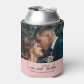 ブッシュピンクのエレガントな結婚式の愛と感謝の写真 缶クーラー (缶正面)